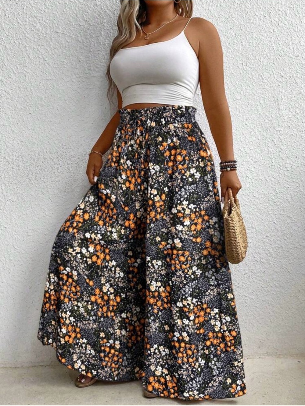 Women’s Plus Size Floral Wide-Leg Pants